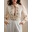 Women's Elegant Lace-Trimmed Semi-Sheer Long Sleeve Shirt - Stand Collar Button-Up Blouse with Chest Pockets, Lightweight 3-Season Top for Spring Summer Fall, Machine Washable, Casual Chic Wear, Sophisticated Detailing