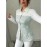 Women'S Elegant Mint Green & White Floral-like Collar Blouse - Slim-Fit Tailored Long Sleeve Shirt Jacket, Machine Washable All-Season Professional & Casual Wear, Structured Button-Front Jacket