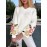 V-Neck Color Block Three-Dimensional Lantern Sleeve Versatile Pullover Top