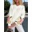 V-Neck Color Block Three-Dimensional Lantern Sleeve Versatile Pullover Top