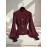 Women's Burgundy Slim-Fit Winter Sweater Jacket - Elegant High Neck Collar with Button Front, Tummy Control, Wrinkle-Resistant Long Sleeve Blazer for Office, Party & Cold Weather (Hand Wash/Dry Clean)