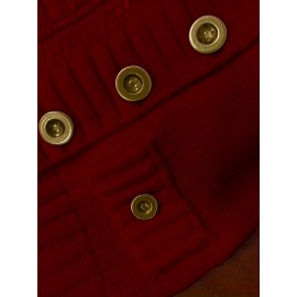 Multi-button decorated large zipper stand-up collar slim-fit cardigan