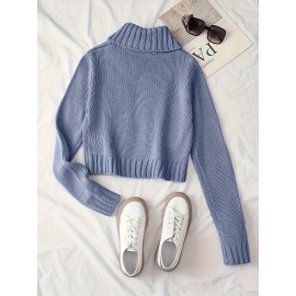 Multi-button decorated large zipper stand-up collar slim-fit cardigan