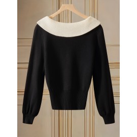 Women's Chic Sweater - Elegant Pullover with Long Flowing Lines, Non-Transparent Winter Sweater for Office, Party, Everyday Outfits - Fall/Winter Women's Fashion Tops, Cute Sweaters, Party Wear, Sophisticated Style, Highquality Knitwear