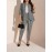 Plus Size - Women'S Plus Size Casual Plaid Suit Set - Open Front Blazer & Pants, Light Gray & White Checkered Pattern, Long Sleeve, Button-Up, Spring/Fall Office or Casual Attire, Casual Attire|Checkered Pattern|Slight Stretch Fabric
