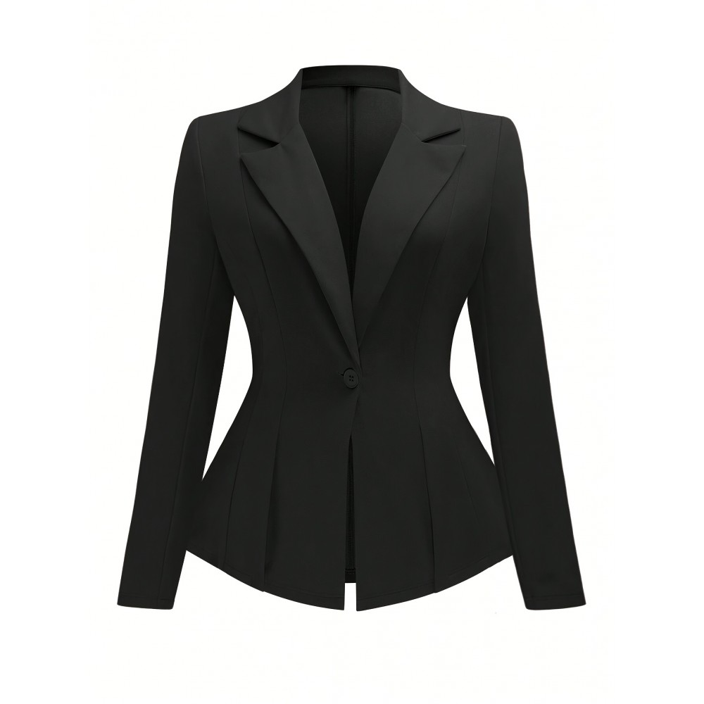 Plus Size, Women's Plus Size Tailored Black Suit Jacket - Elegant Lapel Collar Blazer Coat, Structured Notch Jacket for,, Weddings & Professional Attire, Wrinkle-Resistant Classic Fit (Machine Washable)