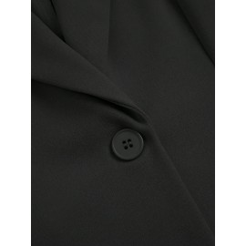 Plus Size, Women's Plus Size Tailored Black Suit Jacket - Elegant Lapel Collar Blazer Coat, Structured Notch Jacket for,, Weddings & Professional Attire, Wrinkle-Resistant Classic Fit (Machine Washable)