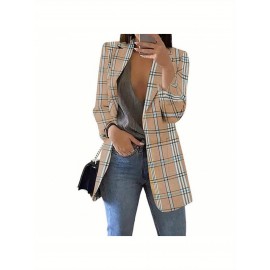 Plus Size - Plus Size, Women'S Plus Size Blazer Jacket - Vintage Red/Black/Plaid, Not See-Through Fabric, Front Opening Long Sleeve Cardigan Coat for Office, Party, Everyday - Sizes L-3XL (Curvy Women Fit) - Spring/Fall Outerwear, Party Outfit, Fall Wardrobe, Slim Fit, Durable Material, Quality Stitching, Stylish Coatigan, Women Blazer, Red Blazer For Women Plus Size, Women Plus Leopard Blazer With Pix Fur, Plus Size Blazer For Curvy Women, Business Casual Women Plus Size