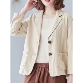 Plus Size, Women's Plus Size Burgundy (or solid colors) Jacket - Elegant Collar Blazer-like Coat with Single-Button Closure, Lightweight Structured Blouse Jacket for Spring/Summer, Casual & Formal Events - Machine Washable - Solid Burgundy & Neutral Tones Available - Solid Color with Collar & Single-Button Front Closure - Suitable for Warm Weather - Chic & Sophisticated Blazer Jacket, Blazers For Women Plus Size, Plus Size Womens Blazer, Black Blazer For Women Plus Size,