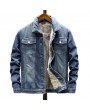 Autumn and Winter Large Size Loose Casual Men's Denim Jacket Washed Lapel Jacket