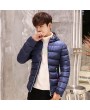 Men's Padded Winter Coat Collar Colorful Zipper Hooded Jacket Korean Slim Casual Jacket Tide