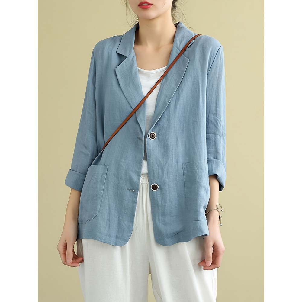Plus Size, Women's Plus Size Burgundy (or solid colors) Jacket - Elegant Collar Blazer-like Coat with Single-Button Closure, Lightweight Structured Blouse Jacket for Spring/Summer, Casual & Formal Events - Machine Washable - Solid Burgundy & Neutral Tones Available - Solid Color with Collar & Single-Button Front Closure - Suitable for Warm Weather - Chic & Sophisticated Blazer Jacket, Blazers For Women Plus Size, Plus Size Womens Blazer, Black Blazer For Women Plus Size,